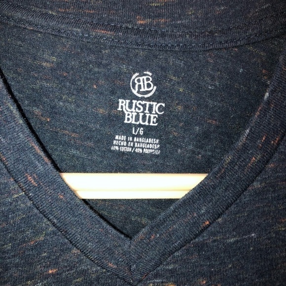 Rustic Blue size large v neck short sleeve tee shirt - Picture 4 of 7